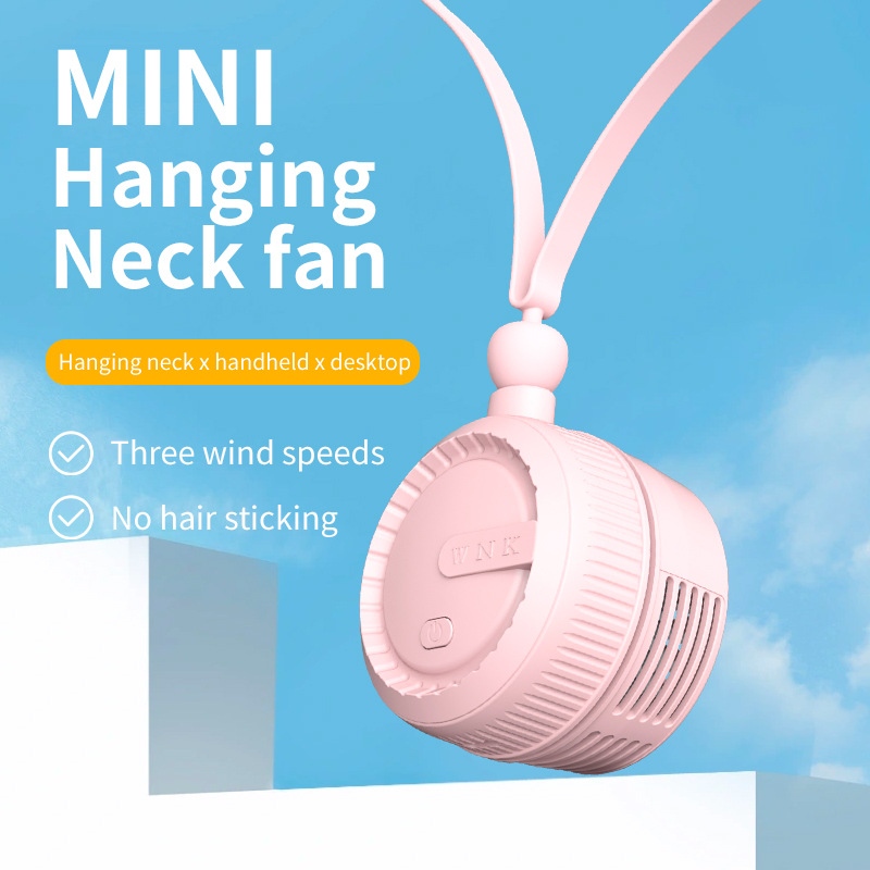 Mini USB Bladeless Neck Fan Portable Silent Turbine Small Fan With Lanyard_voghion.com