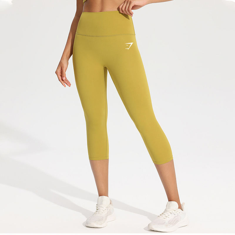 带标Gymshark鲨鱼软糯七分裤外贸品质口袋女士高弹瑜伽裤Leggings|undefined