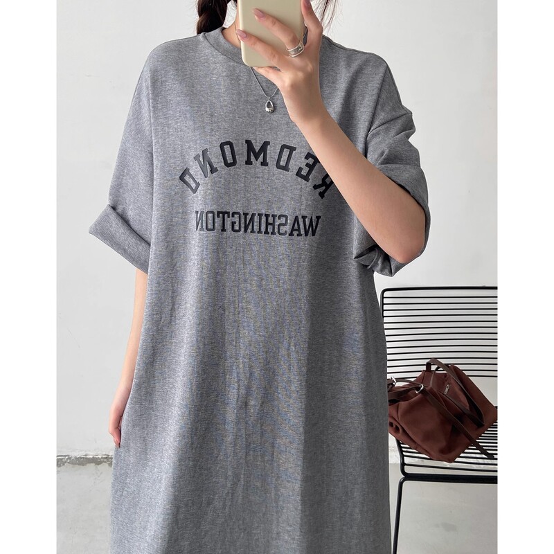 Plus-Size Women's Short-Sleeve T-Shirt Dress for Petite Figures, New Summer Style for Slightly Chubby Women, Tummy-Concealing, Age-Reducing, Slimming Long Dress Plus-Size Women's Short-Sleeve T-Shirt Dress for Petite Figures, New Summer Style for Slightly Chubby Women, Tummy-Concealing, Age-Reducing, Slimming Long Dress
