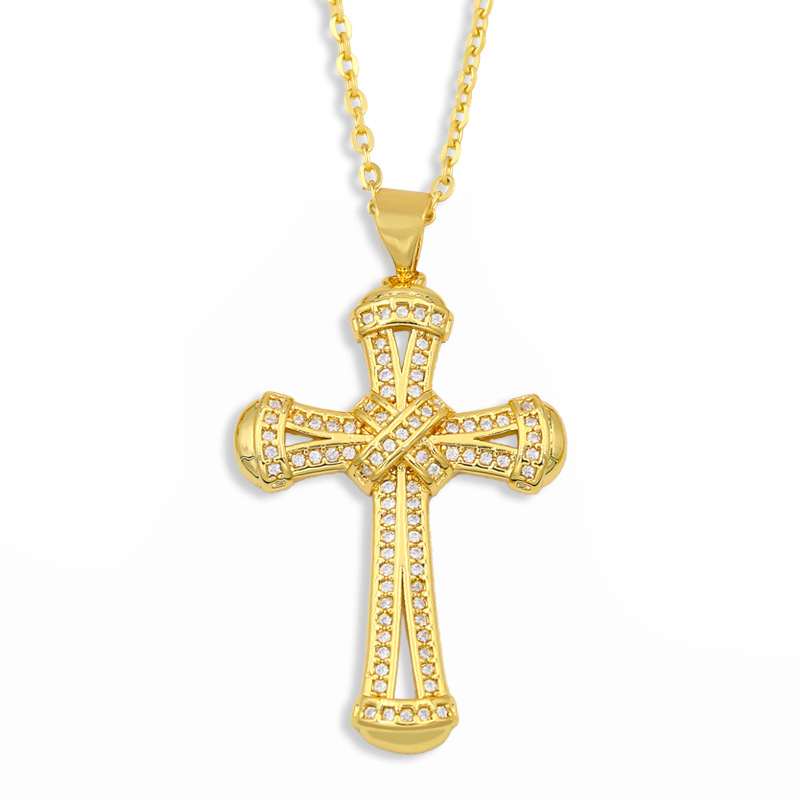 new micro-inlaid zircon hip hop cross necklace