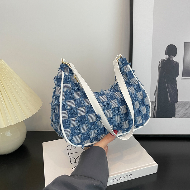 2024 nuevo bolso vaquero de hombro único bolso de lona azul de gran capacidad moda 100% bolso de mujer casual portátil