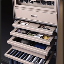 伸缩裤抽衣柜内置抽拉皮革首饰盒百宝格衣帽间抽屉式拉篮裤架批发