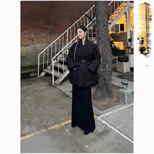 新中式黑色收腰棉服女2025年冬季新款休闲设计感中长款显瘦外套