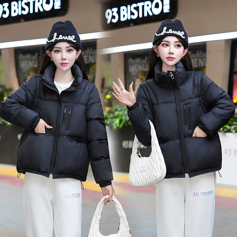 Cara brillante desmontable mangas plumón abrigo de algodón mujer corto nuevo estilo coreano ropa de pan de invierno chaqueta de algodón de estudiantes image 2