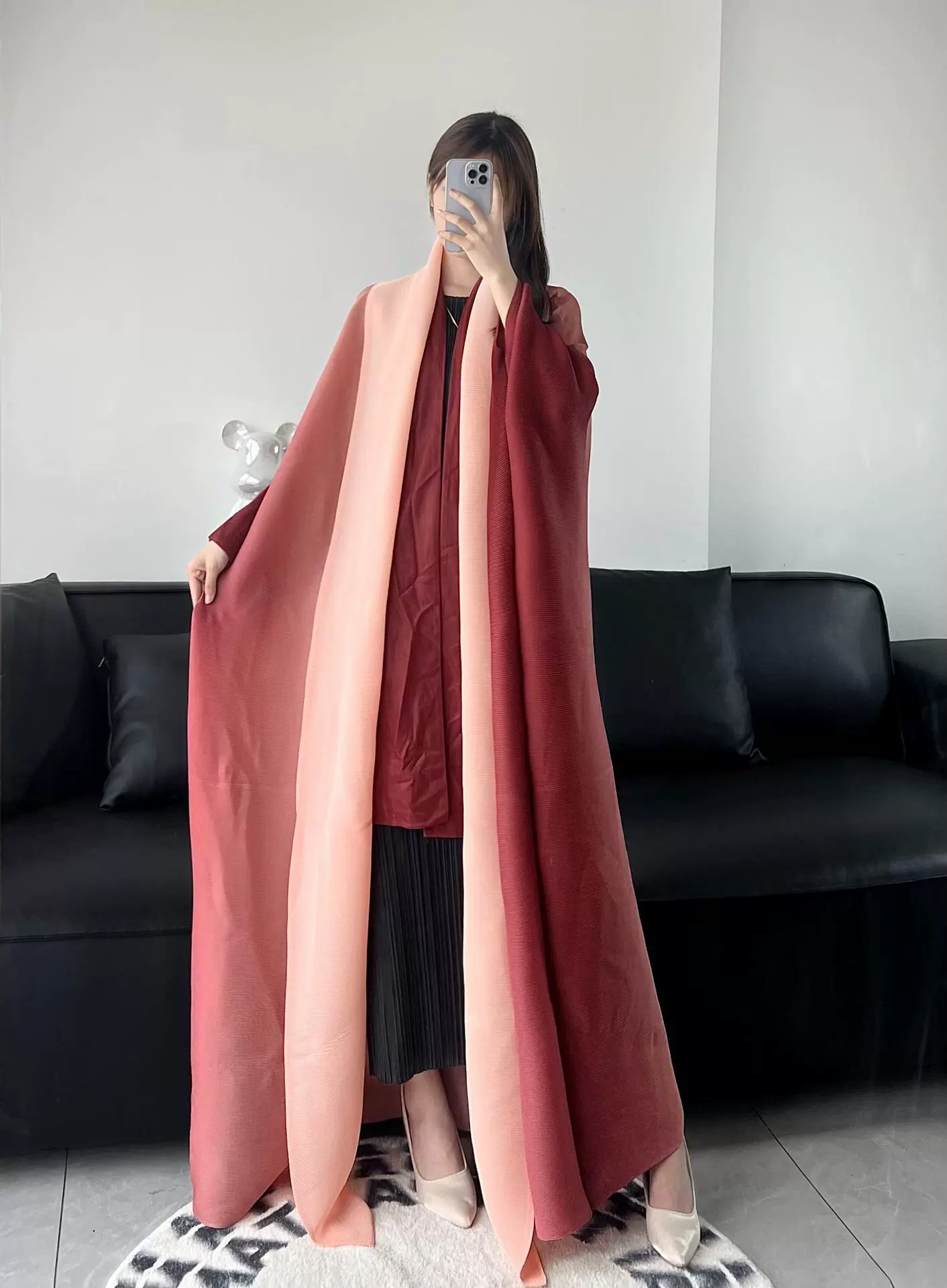 Абая (Дубай) Miyake пальцевая кардиган-куртка — женская длинная складчатая абая, размеры до 152 см