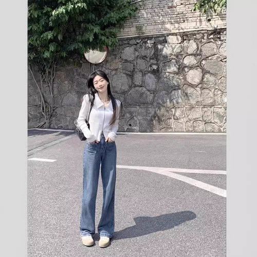 Design Double Zipper Lapel Long Sleeve T-Shirt Women's Spring and Autumn New Pure Desire Style Slimming Short Style Girl's Top