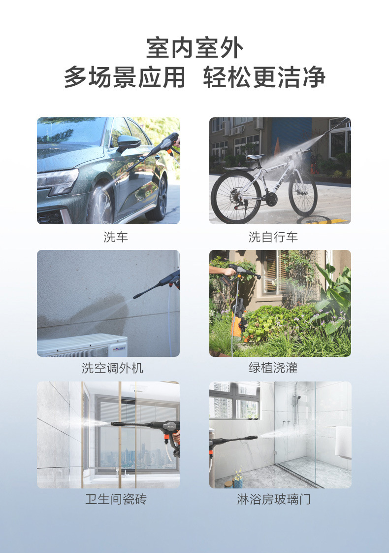 Lithium battery wireless high-pressure car washing machine high-pressure water pump portable household car washing artifact car washing handheld water grab