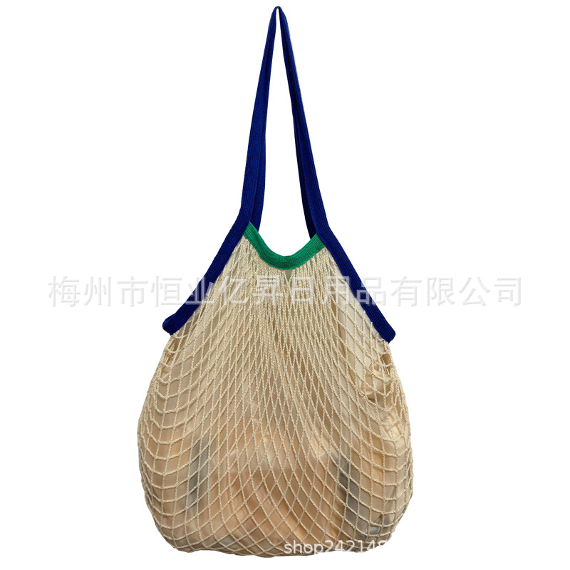 Bolsa de malla de algodón portátil al por mayor Bolsa de compras Supermercado Bolsa de malla de verduras y frutas Bolsa de compras Bolsa tejida hueca