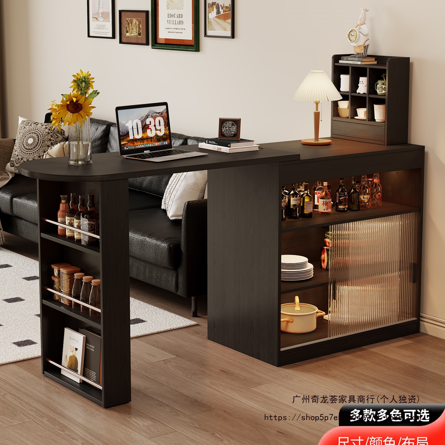 Retractable Bar Table Sideboard Integrated Sofa Side Cabinet Small Apartment Dining Table Partition Living Room Home Entrance Wall
