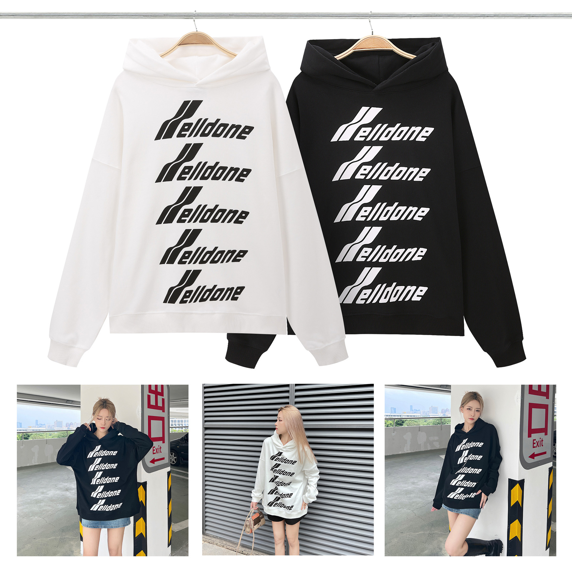 welldone Autumn and winter letter Lazy hoodie coat we11done track Female hooded sweater