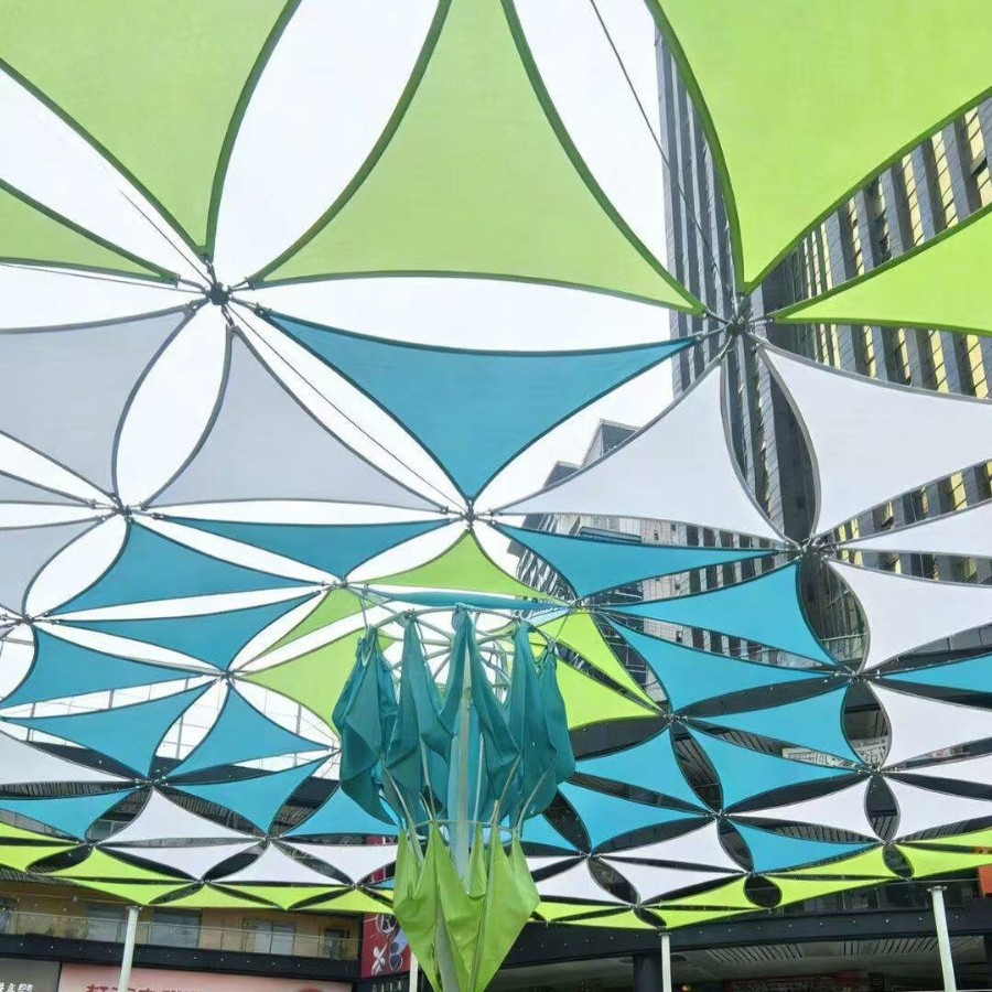 Triangular Sunshade Sail, Cultural Tourism Landscape Canopy, Market Commercial Street Rainproof and Sunproof Tensile Sunshade Sail, Beautiful Decorative Display