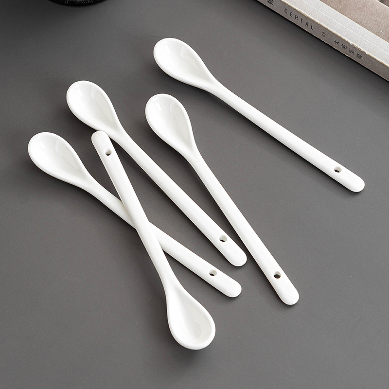 Ceramic Coffee Stick Extended Milk Tea Personalized Creative Spice Honey Cup Long Handle Stirring Spoon_voghion.com