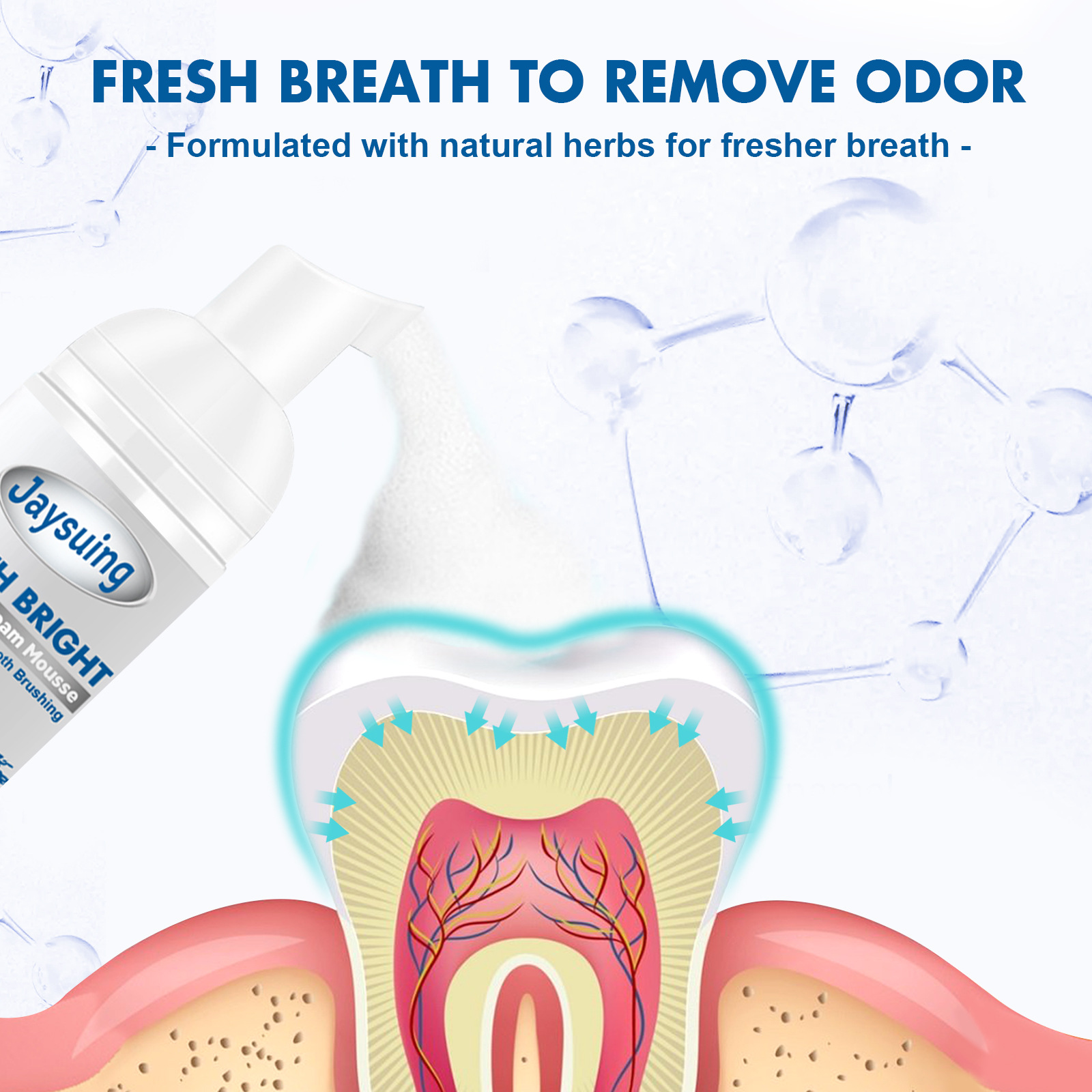 Jayswing Mousse toothpaste tartar, bad breath, beautiful teeth, portable foam toothpaste, oral cleaning_voghion.com