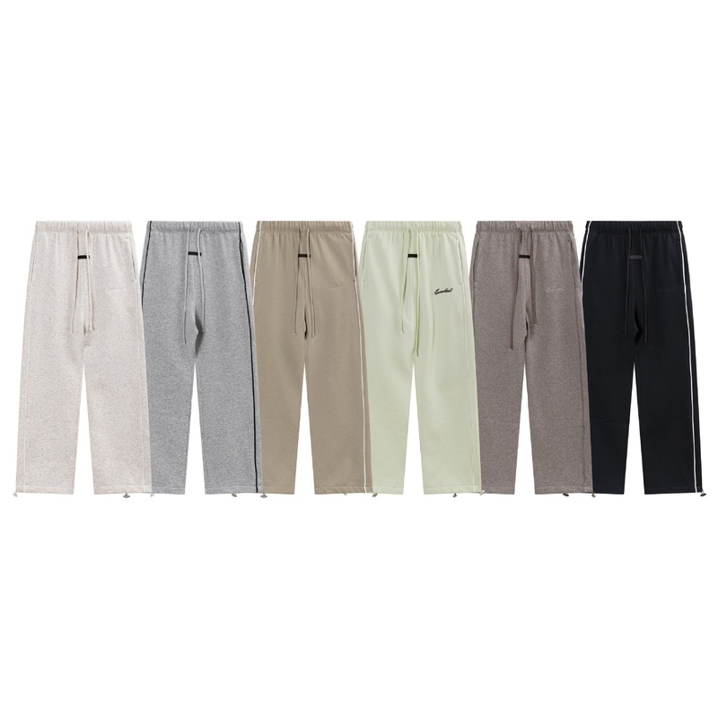 Fog Fear of God Embroidered Fog Autumn and Winter Fleece-Lined Sports Casual Straight Pants for Men and Women Heavyweight Pure Cotton Trend