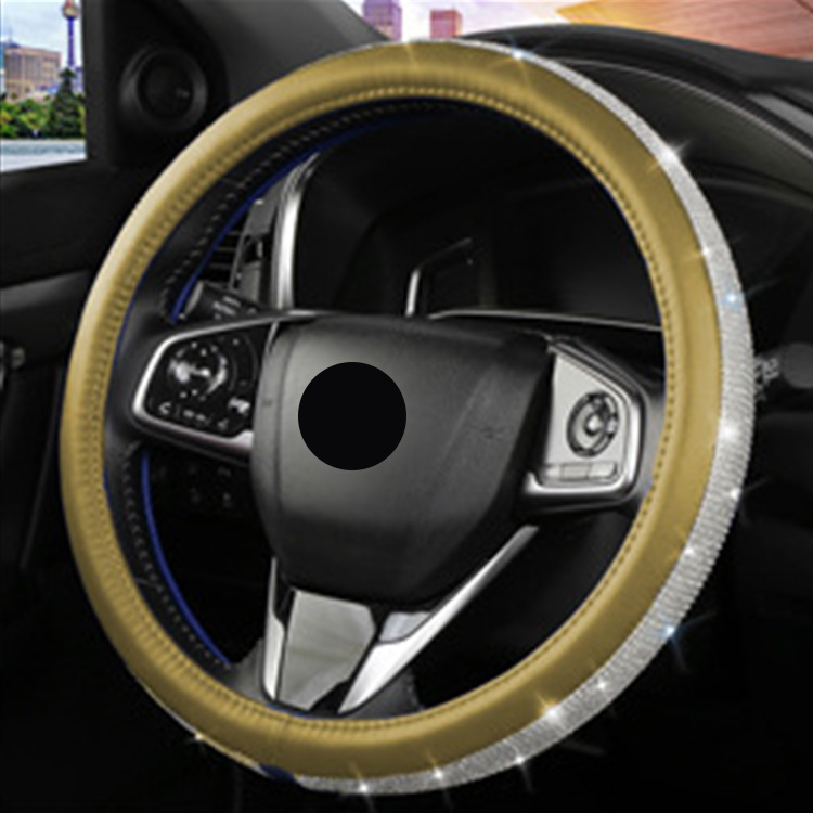 Al por mayor nueva cubierta del volante del coche transfronterizo verano lindo de las mujeres cubierta de la manija de diamante incrustado cuatro estaciones completo diamante blanco cubierta de la manija