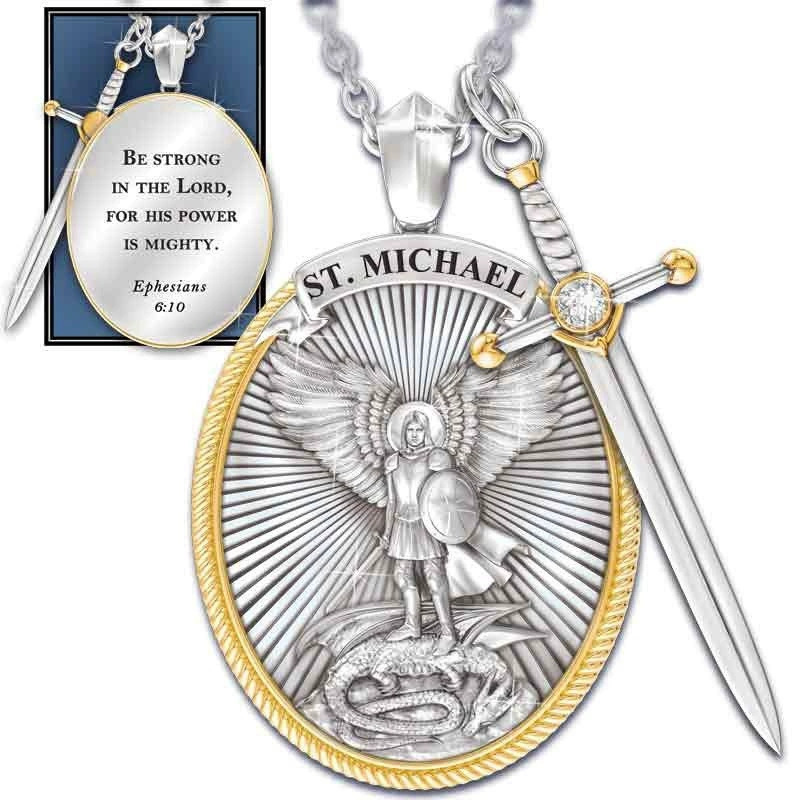 Cross-border Amazon Creative Jesus Necklace Shield Knight Vintage Pendant Men's Jewelry Wholesale Jewelry