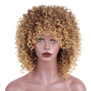 Wig for Women Export Golden African Small Curly Fluffy Short Curly Afro Siry African Small Curly Wig Headgear for Women