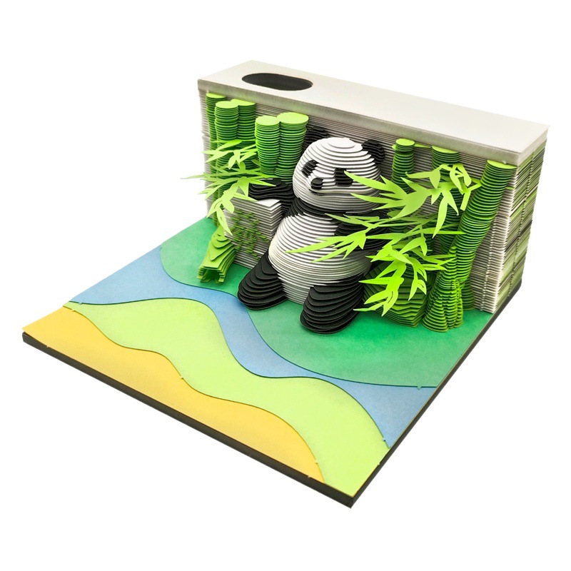 Creativo láser hueco 3D tridimensional fortuna Panda nota artesanía nota adhesiva mano lágrima nota regalo ventas transfronterizas