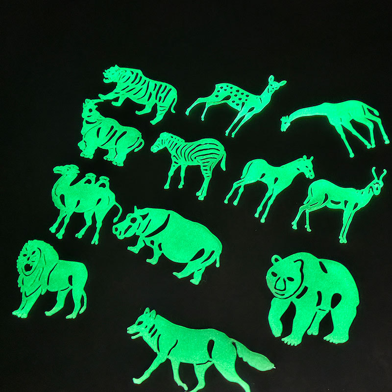 Animales pegatinas de pared luminosas flores plantas delfines peces dibujos animados juguetes transfronterizos pegatinas de refrigerador fluorescente pegatinas de ventanas luminosas