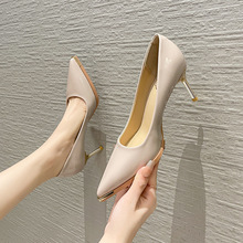 797-T3时尚职业工作女高跟鞋2023冬季新款浅口细跟超高床上女单鞋