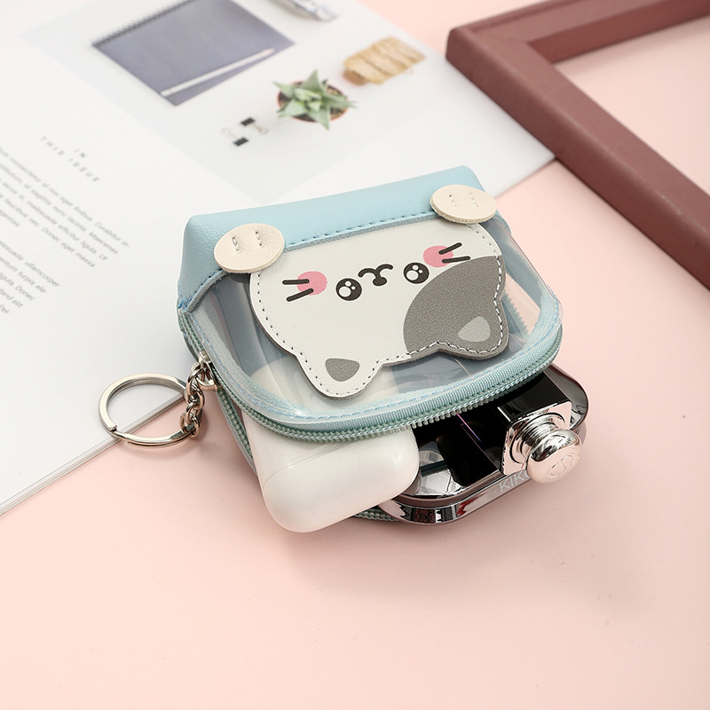 Fashion Cute Cat Yellow Duck Animal Laser Transparent Storage Bag Student Mini Wallet display picture 5