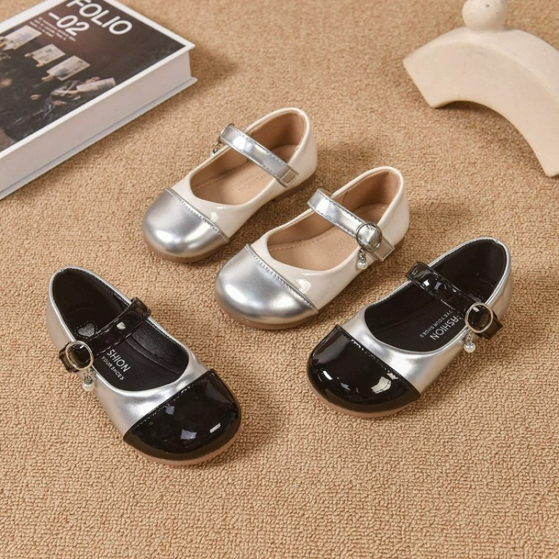 Детская кожаная обувь из искусственной кожи, повседневная нескользящая резиновая лента на липучке, весна и осень, 12–18 лет