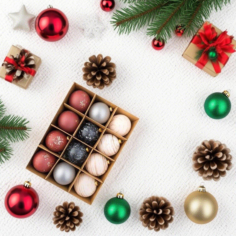 Inventario transfronterizo nuevo conjunto de 6cm 12 bolas de Navidad retro hacer viejas decoraciones de colgantes de árbol de Navidad