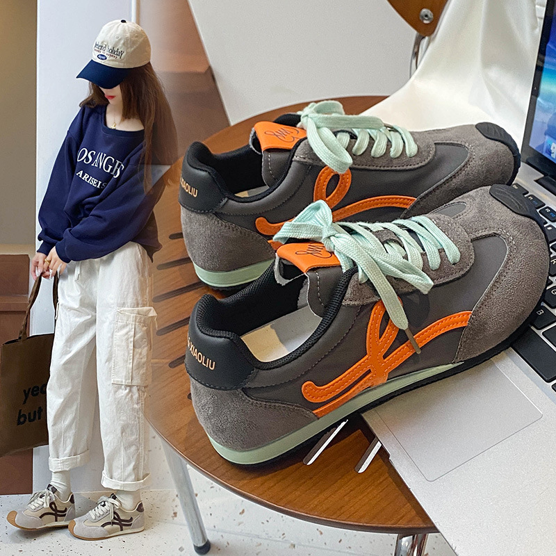 2025 otoño nuevo estilo retro marrón casual zapatos planos de moda zapatos de color combinado Agan zapatos deportivos de entrenamiento alemán