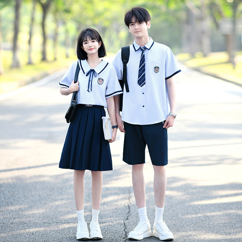 Summer Class Uniform Set for Junior High and Elementary School Students, Academy-Style Shirt, Jk Uniform, Graduation Photo, Choir Stage Outfit, Performance Costume