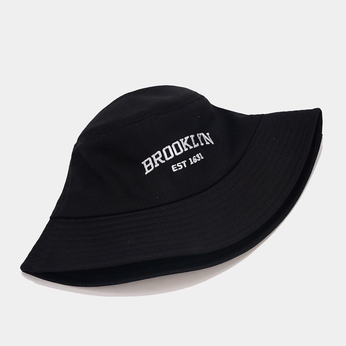 Sombrero de cuenca de Brooklyn para mujer, sombrero de sombra bordado de letras simples de moda para hombre, sombrero de pescador plegable de todo fósforo retro image 5