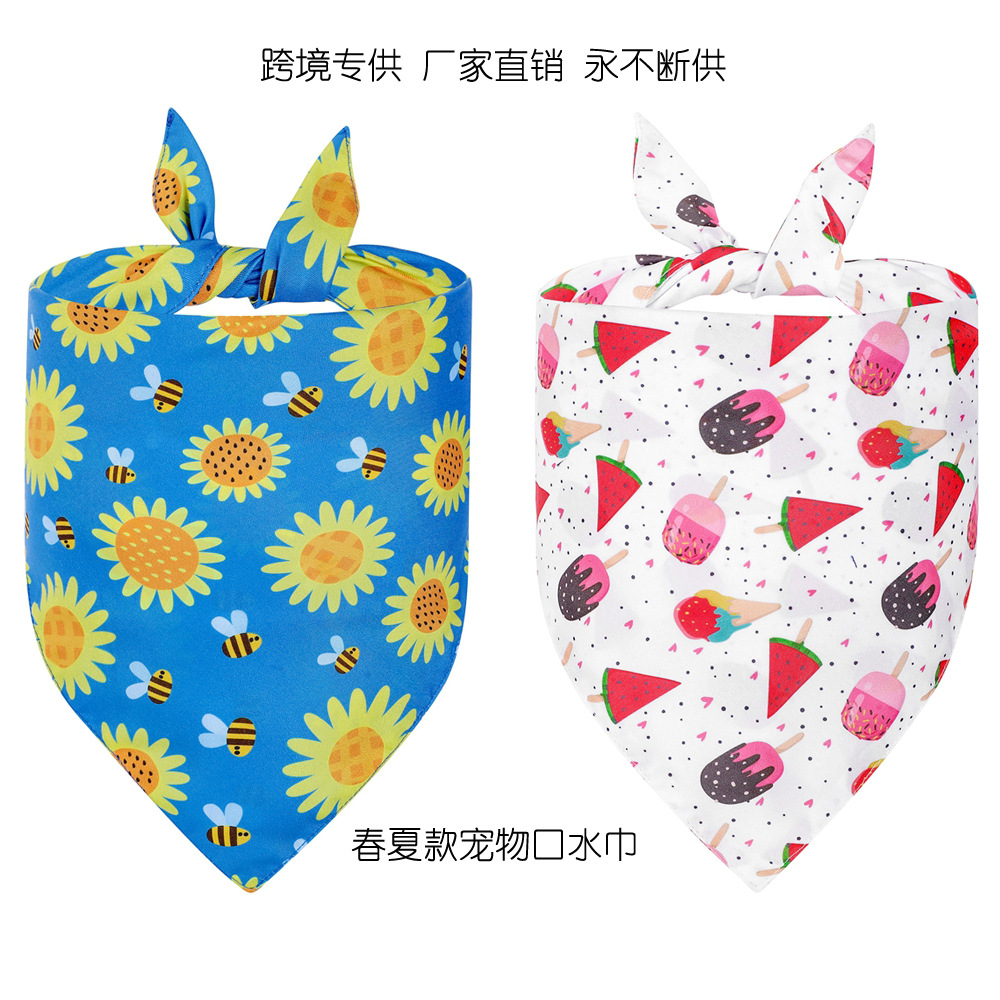 Tanpopo fabricante en stock Primavera/Verano mascota perro saliva toalla perro toalla triángulo accesorios mascota impresa bufanda