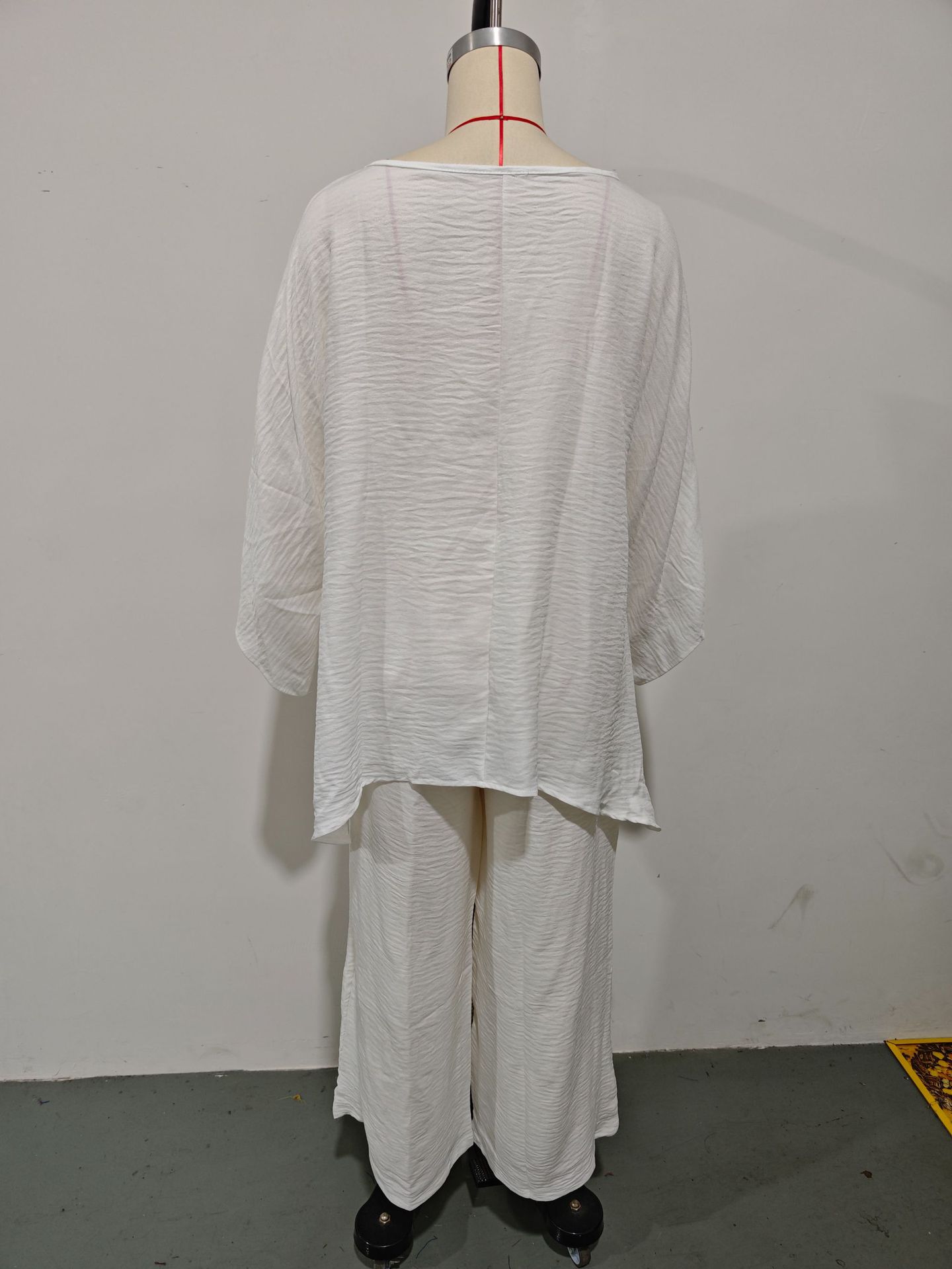 Women's Simple Loose Fit Linen Blend Shirt And Wide Leg Pants Set Casual Comfortable Two-Piece Outfit_ecoleips.com