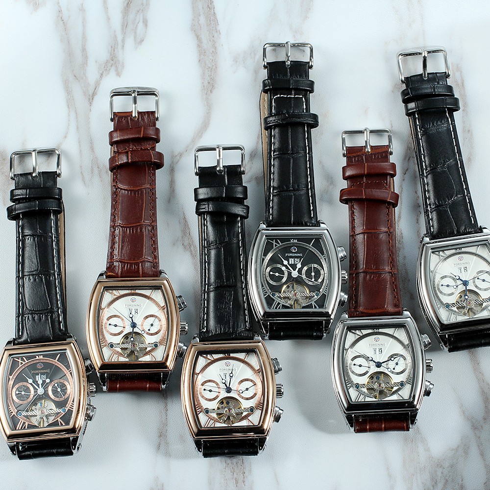 Montre mécanique FORSINING à volant creux et double calendrier circulaire pour hommes et femmes_voghion.com