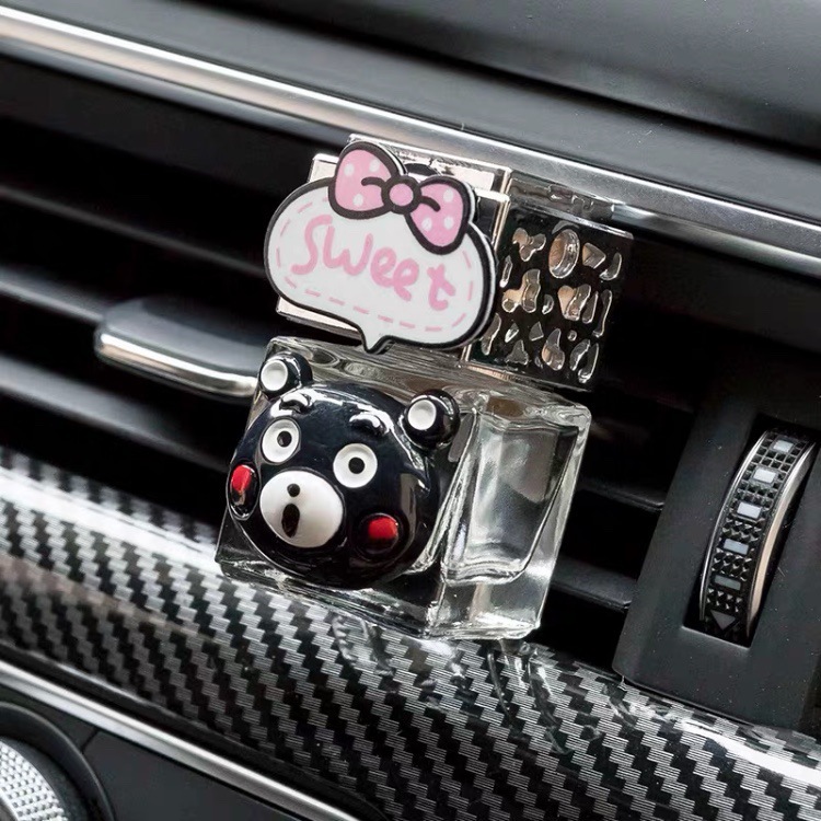 Botella de perfume para automóviles botella vacía auto-agregación aire acondicionado ventilador de salida perfume para automóviles perfume ligero caricatura mujer