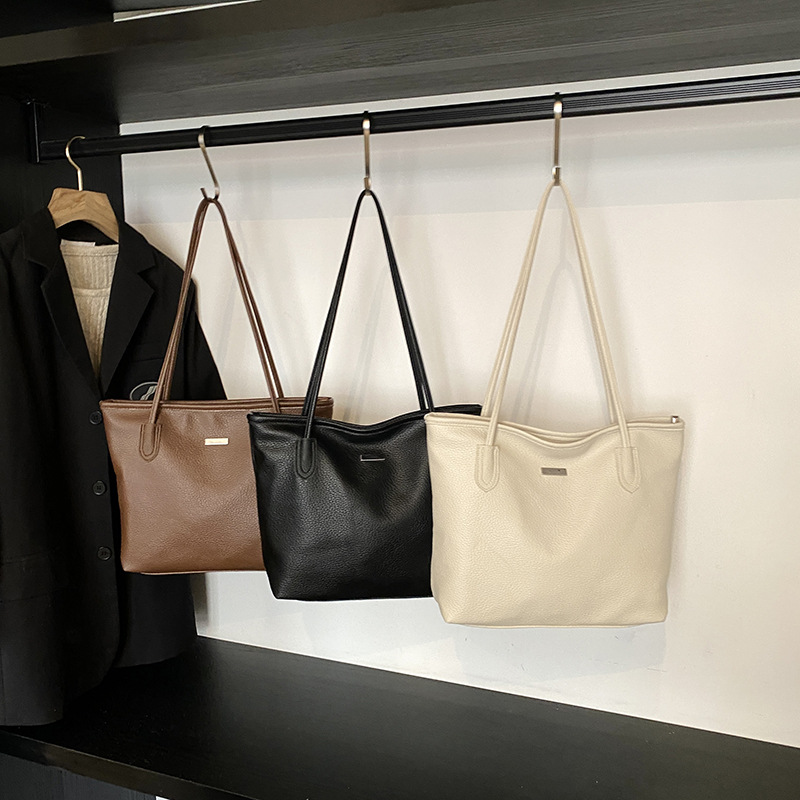 2025新款休闲日常简约纯色韩版复古休闲大容量上班通勤单肩斜挎手