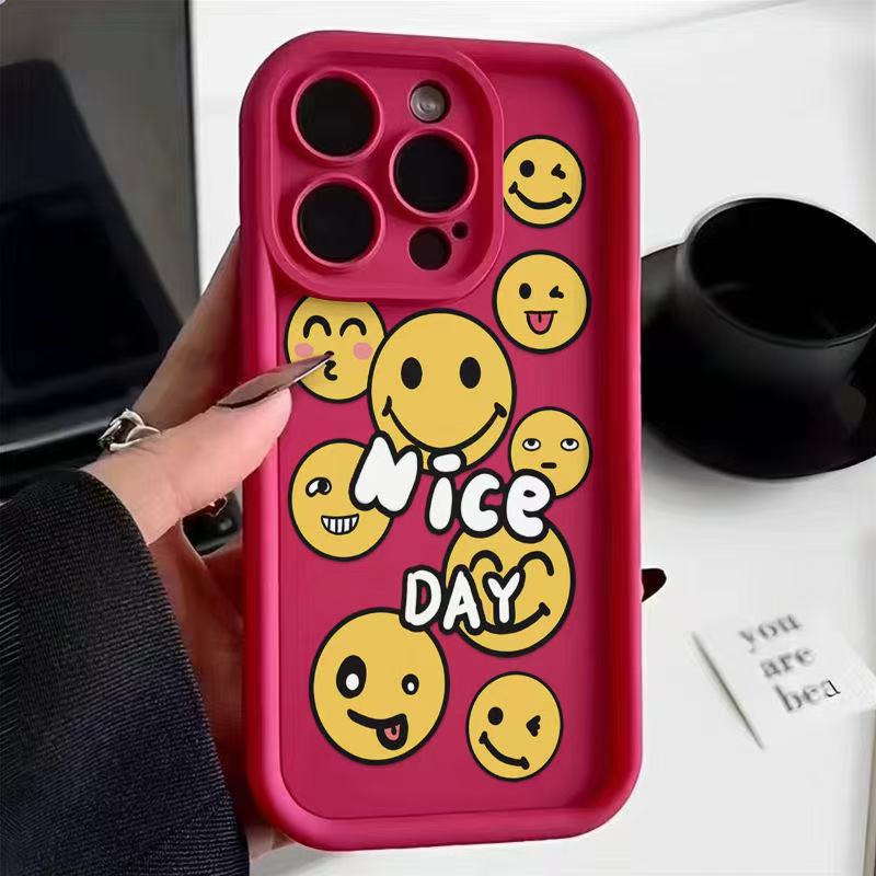 Muchas caras sonrientes en Europa y América son adecuadas para la carcasa del teléfono iphone16pro Apple 15 anti-caída 14/13promax nuevo 12