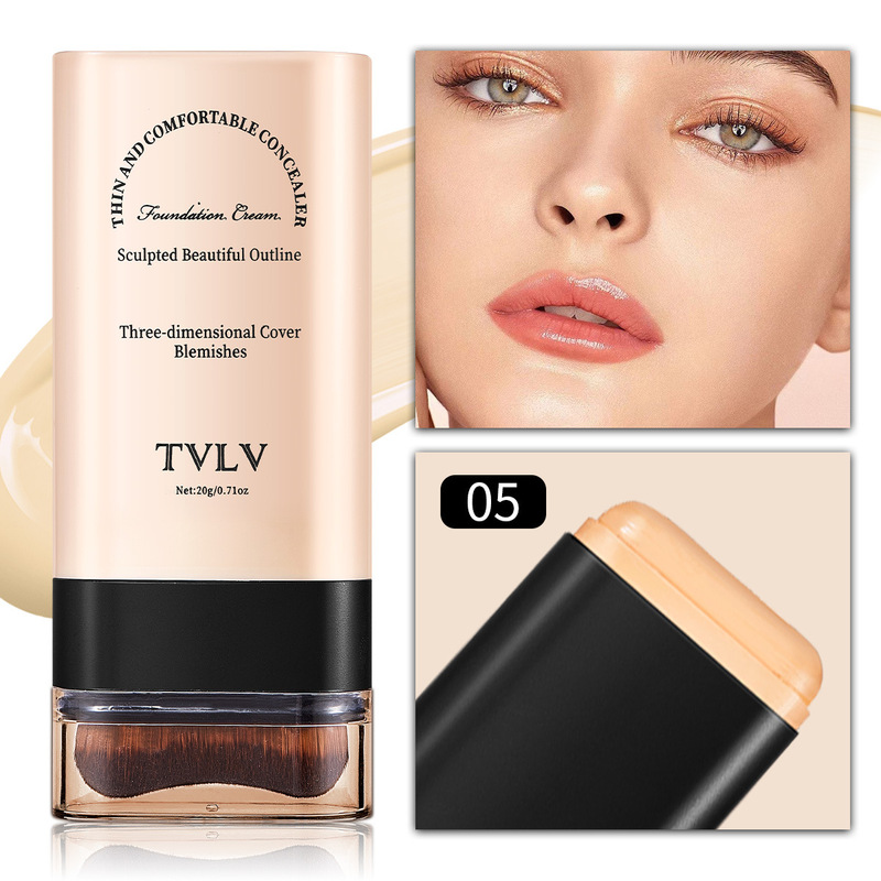 クロスボーダーTVLV消しゴムファンデーションスティック20g（ブラシ付き）ブライトニングファンデーションリキッド、長持ち、落ちない、両頭コンシーラー|undefined