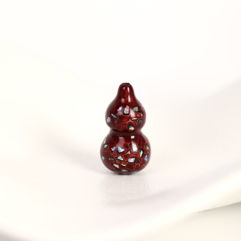 满螺钿大漆珠葫芦非遗文化漆器手工艺品天地通孔配件 DIY手串项链|undefined