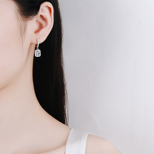 925 sterling silver earrings for women moissanite ear buckles emerald radiant cut ear jewelry plated pt950 gold manufacturer wholesale