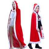 Рождественский длинный красный бархатный плащ, косплей