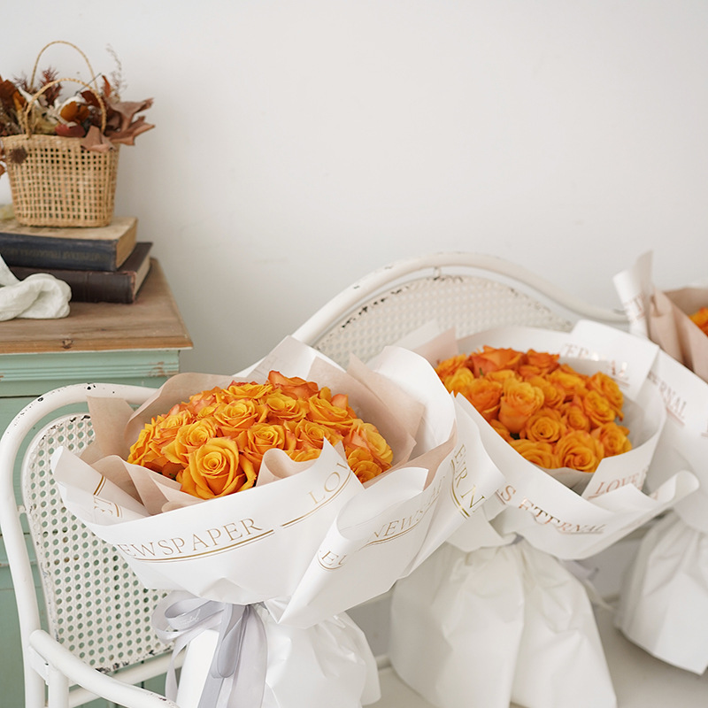 丽之然烫金简约纸鲜花包装纸花束包装纸防水纸贵族网红纸