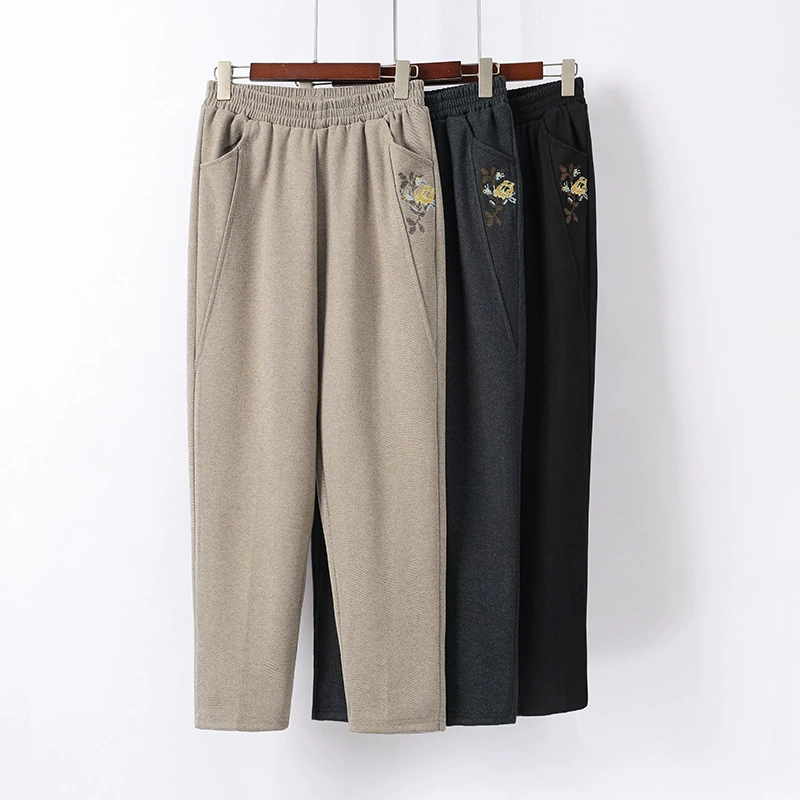 2024 Национальный стиль мама наряд новые китайские жаккардовые широкие брюки среднего и пожилого возраста эластые брюки темперамент повседневные брюки