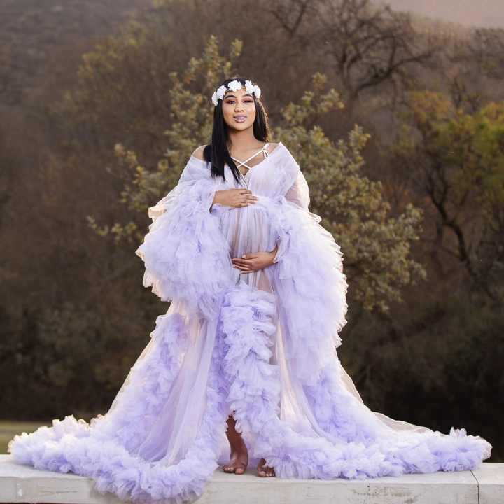 European and American Foreign trade hot selling mesh tail double cardigan bathrobe bridal morning gown pregnant women photography tail evening gown long dress European and American Foreign trade hot selling mesh tail double cardigan bathrobe bridal morning gown pregnant women photography tail evening gown long dress