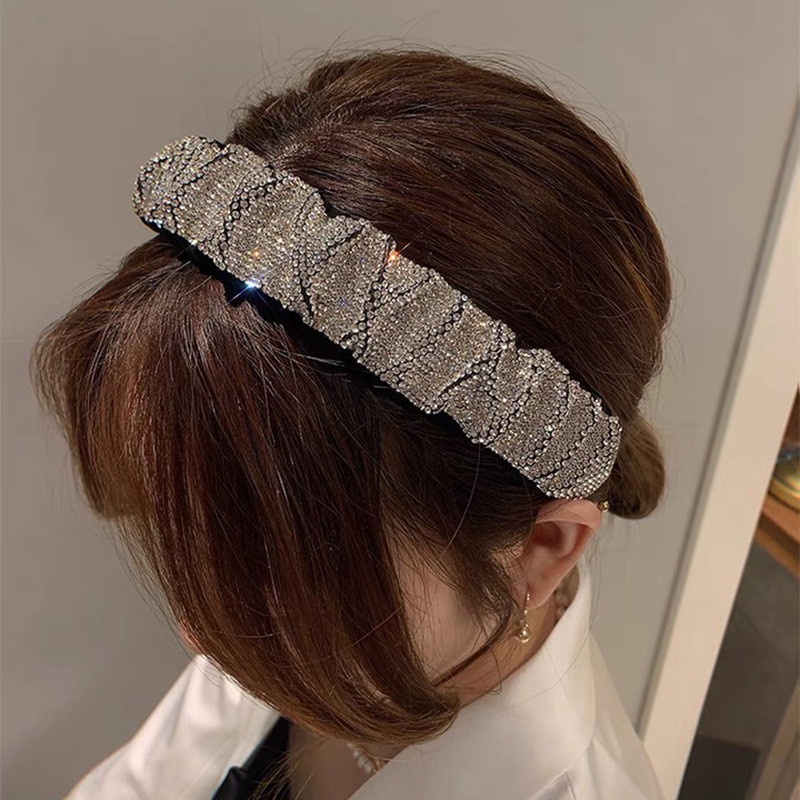 Retro Full Rhinestone Geometric Fold Headband display picture 1