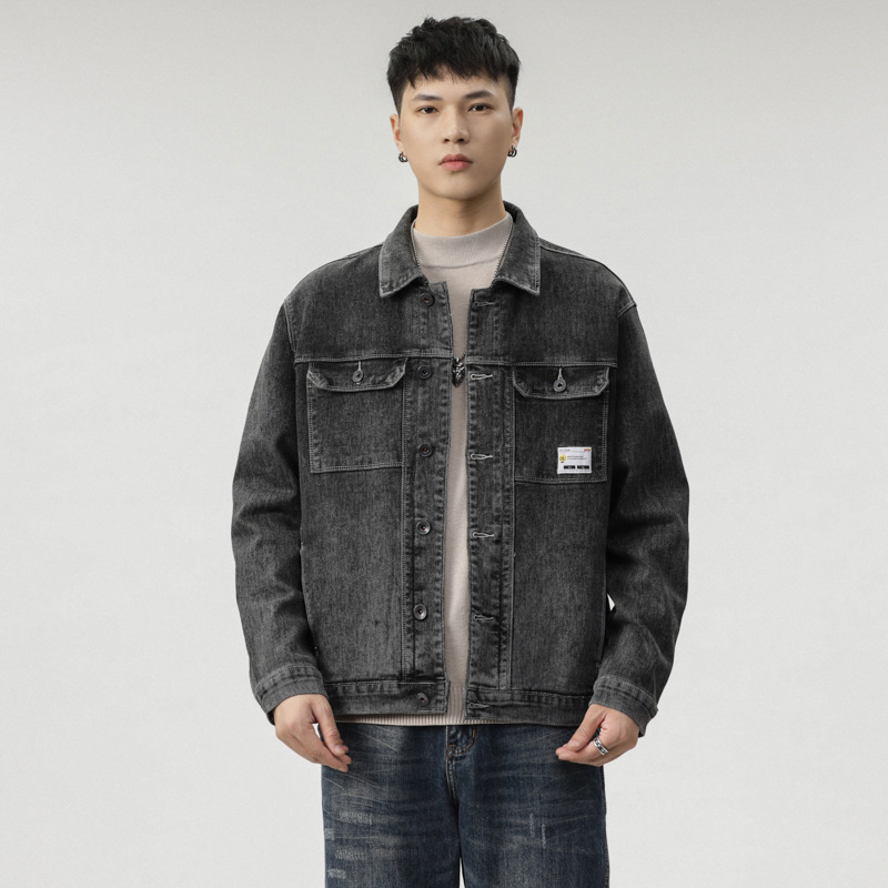 Veste transfrontalière pour hommes d'Amazon portant une veste en jean Joker chemise décontractée tendance pour hommes personnalité mince pour hommes_voghion.com