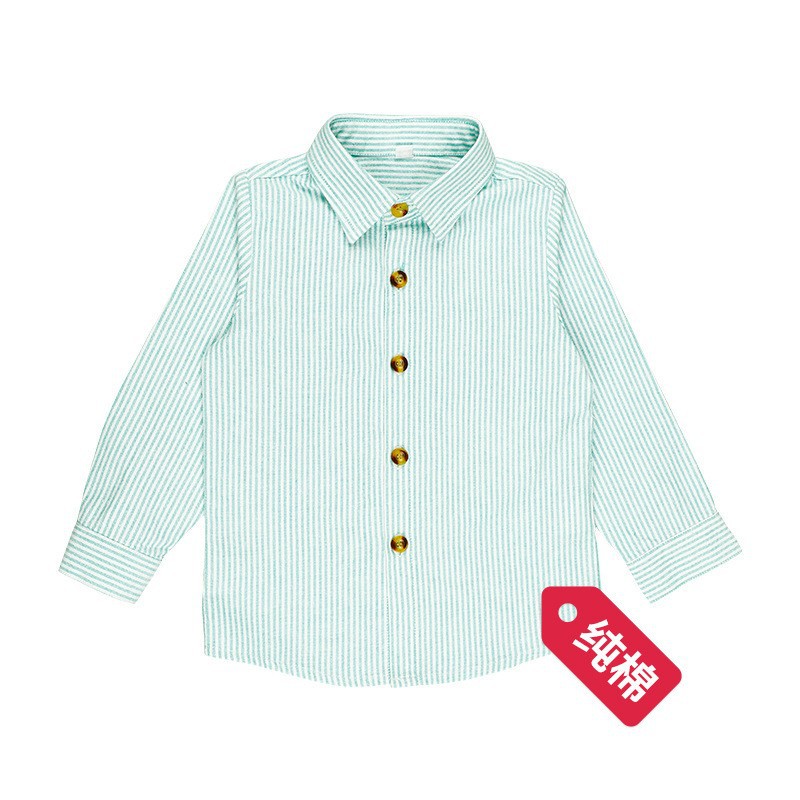 Camisa para niños Estilo coreano ropa para niños Estilo británico algodón rojo y azul rayas camisa de manga larga niños y niñas camisa plisada uniforme escolar verano