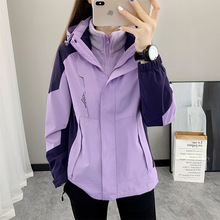 新款户外冲锋衣女防风防水三合一冬季外套三防登山服男夹克两件套