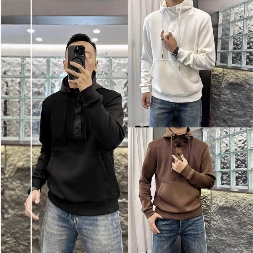 European Station Новая мужская осенне-зимняя толстовка с капюшоном, Универсальный простой ленивый стиль, шитый топ с длинными рукавами