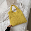 Retro capacious woven knitted one-shoulder bag, linen bag, Amazon