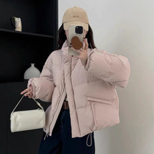 2025秋冬新款羽绒服女短款宽松加厚白鸭绒面包服时尚潮流立领外套